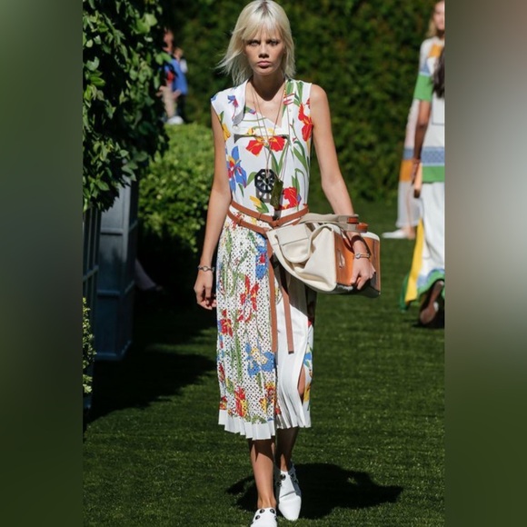 Nwt! Tory Burch Size 4 Carine Iris Floral Midi Dress.